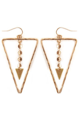 NEW Goldtone Disk Chain Triangle Earrings