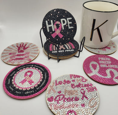 Breast Cancer Awareness Bling Coaster Set
