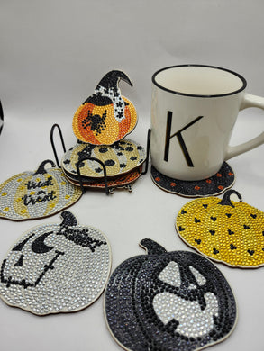 Halloween Pumpkin Bling Coaster Set