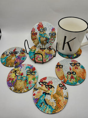 Funny Chicken Bling Coaster Set