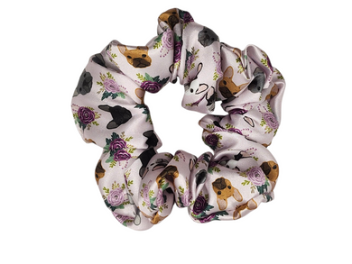 Frenchie Dog Satin Scrunchie