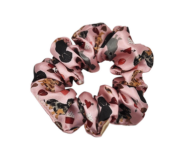 Heart Dachshund Satin Scrunchie