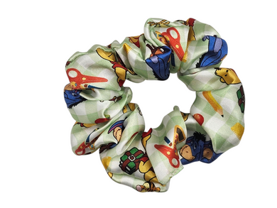 Back to School Pooh Satin Scrunchie