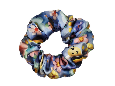 Bees & Flowers Satin Scrunchie
