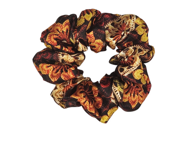 Faux Crochet Flowers Design Satin Scrunchie