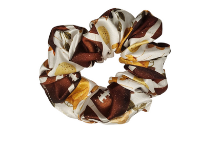 Fall Football Design Satin Scrunchie