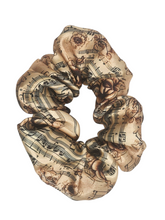 Load image into Gallery viewer, Floral Music Notes Design Satin Scrunchie