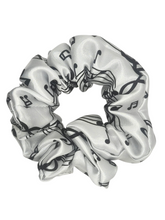 Load image into Gallery viewer, Music Notes Design Satin Scrunchie