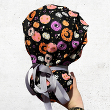 Load image into Gallery viewer, Orange Multi Pumpkins Bouffant Scrub Cap