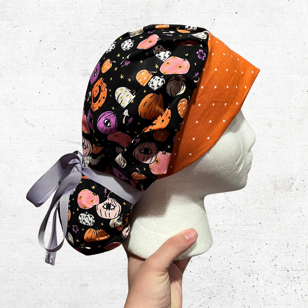 Orange Multi Pumpkins Bouffant Scrub Cap