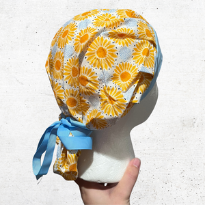 Blue Sunflowers Bouffant Scrub Cap