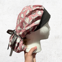Load image into Gallery viewer, Glow In The Dark Pink Ghosts Bouffant Scrub Cap