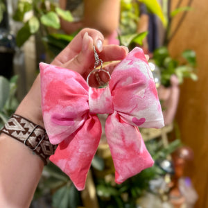 Pink Tie Dye Puffy Bow Keychain