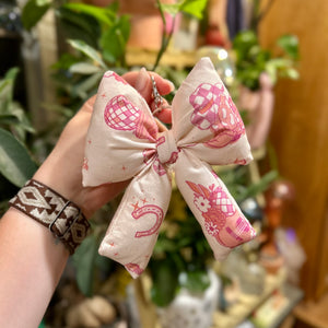 Pink Western Puffy Bow Keychain