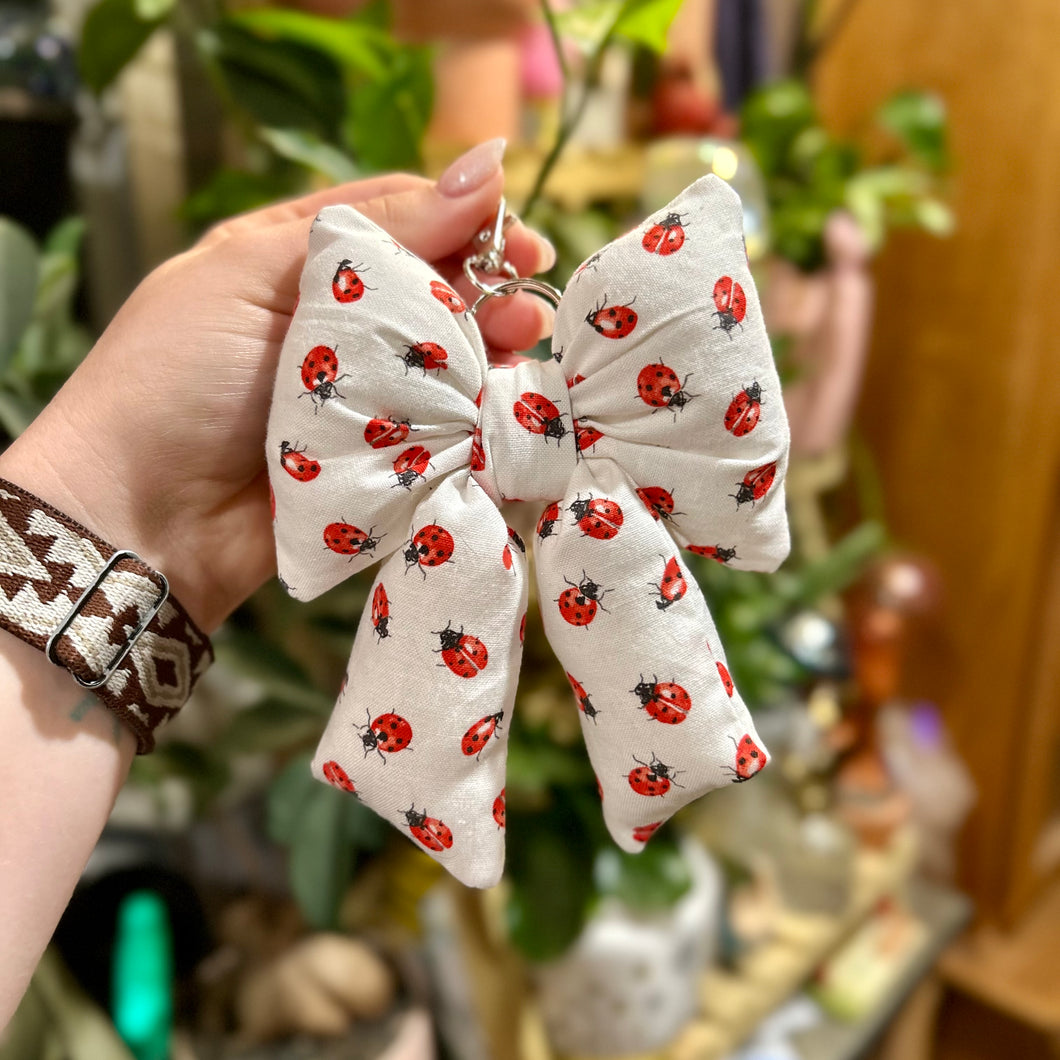 Lady Bug Puffy Bow Keychain