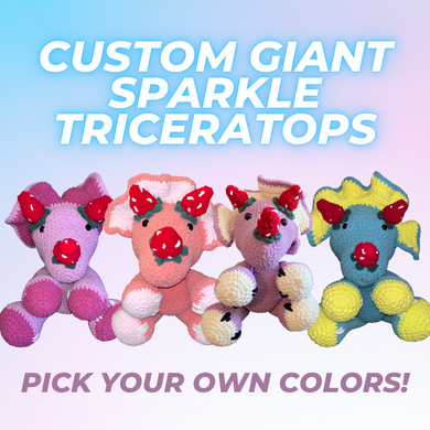 CUSTOM Giant Sparkle Strawberry Triceratops