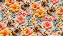 Load image into Gallery viewer, Flower Bees Satin Scrunchie