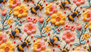 Flower Bees Satin Scrunchie
