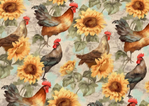 Sunflower Chickens Satin Scrunchie