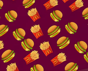 Hamburger & Fry Design Satin Scrunchie