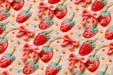 Load image into Gallery viewer, Strawberry &amp; Bows Design Satin Scrunchie