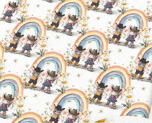 Load image into Gallery viewer, Cowboy Rainbow Mice Design Satin Scrunchie