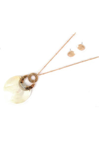 White Shell and Goldtone Barbados Necklace and Earring Set