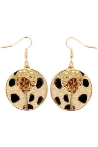 Cheetah Faux Fur Split Disk Earrings