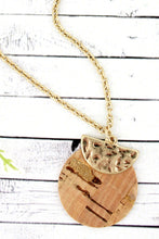 Load image into Gallery viewer, Crave Goldtone Half Moon and Cork Layered Disk Necklace