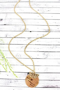 Crave Goldtone Half Moon and Cork Layered Disk Necklace