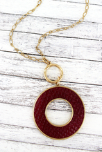 Load image into Gallery viewer, Crave Goldtone and Burgundy Python Circle Necklace