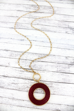 Load image into Gallery viewer, Crave Goldtone and Burgundy Python Circle Necklace