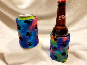 Tye-Dye Paw Print Can or Bottle Koozie
