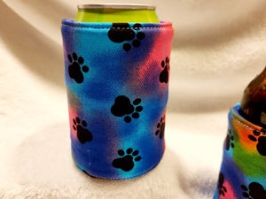 Tye-Dye Paw Print Can or Bottle Koozie