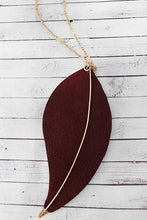 Load image into Gallery viewer, Crave Goldtone and Brown Faux Leather Leaf Pendant Necklace