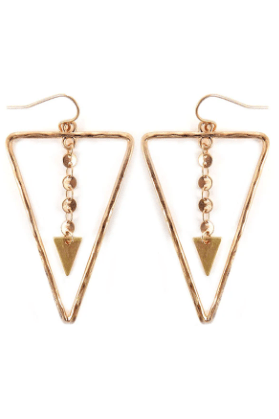 NEW Goldtone Disk Chain Triangle Earrings
