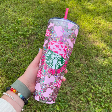 Pink Cowgirl Starbucks Snow Globe Tumbler