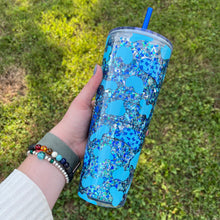 Load image into Gallery viewer, Blue Cowgirl Starbucks Snow Globe Tumbler
