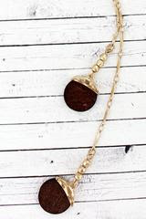 Goldtone and Wood Disk Double Y Necklace