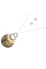 Abalone Shell and Silvertone Barbados Necklace and Earring Set